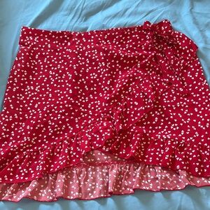 SHEIN Red Heart Asymmetrical Skirt
